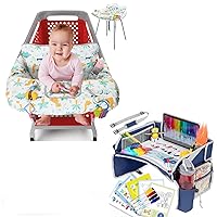 PILLANI Baby Boys Bundle: Kids Travel Tray & Shopping Cart Cover