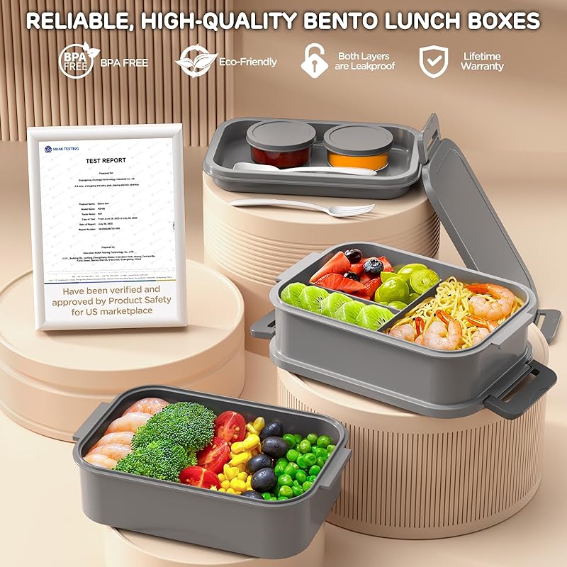 DaCool Adults Lunchbox Bento Box - 74 OZ All-in-One Stackable Lunch Box for  Adults Men