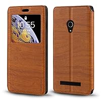 Asus Zenfone 5 A500KL Case, Wood Grain Leather Case with Card Holder and Window, Magnetic Flip Cover for Asus Zenfone 5 A500KL