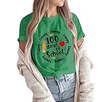 100 Days of School Shirt Womens Graphic Tshirts Funny Inspirational Teacher Shirt Novelty Short Sleeve Tee Top