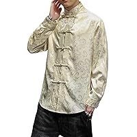 Men Long Sleeve Prints Shirts Men Casual Traditional Chinese Style Vintage Shirt Mens Streetwear Shirts