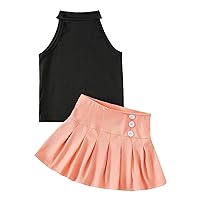 Kids Toddler Baby Girls Spring Summer Solid Cotton Sleeveless Skirts Outfits Clothes Quilted Baby (Black, 12-18 Months)