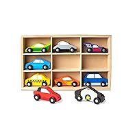 Wooden Cars Vehicle Set in Wooden Tray - Toys For Toddlers And Kids Ages 3+