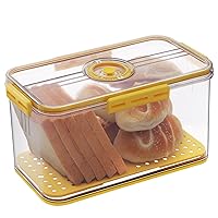 Bread Box Airtight Bread Boxes for Kitchen Counter, Time Recording Bread Storage Container with Lid, Bread Holder for Homemade Bread, Toast, Bagel, Donut and Cookies, Yellow