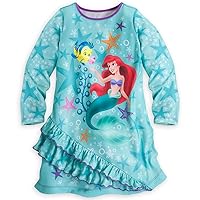 Disney Store Princess Ariel The Little Mermaid Long Sleeve Nightshirt Size Small 5-6 5T Green