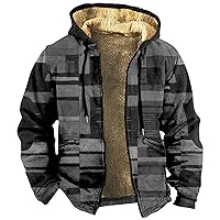 Zip Up Sweatshirts For Men With Hood Big Tall Retro Ethnic Graphic Hoodies Heavyweight Sherpa Fleece Lined Jackets