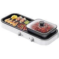 2 In 1 Hot Pot with Grill, Household Non-stick, 2200W Power, Independent Temperature Control, Can Accommodate 2~8 People (Single Pot)