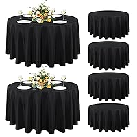 sancua 6 Pack Round Tablecloth 120 Inch Black, Stain and Wrinkle Resistant Table Cloth - Washable Polyester Table Cover for Dining Table, Buffet Parties and Camping