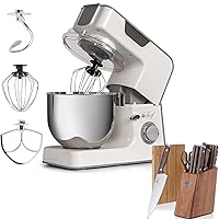 Deco Chef 5.5 QT Kitchen Stand Mixer, 550W 8-Speed Motor with Pulse Functionality, Includes Dough Hook, Flat Beater, Wire Whip, Stainless Steel Mixing Bowl, with 16 Piece Full Tang Kitchen Knife Set