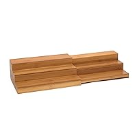 8807 Bamboo Wood Expandable 3-Tier Step Shelf Kitchen Organizer, 12