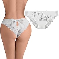 RhinestoneSash Bride Panties - Bachelorette Party Mrs Est 2024 Panty for Women - Lingerie Shower Gifts for Honeymoon