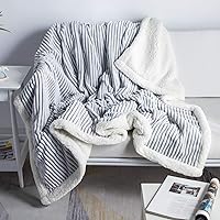 Sherpa Blanket Fleece Throw – 51x63, Grey & White – Soft, Plush, Fluffy, Fuzzy, Warm, Cozy, Thick – Perfect for Couch, Bed, Sofa, Chair - Reversible Throw Blanket