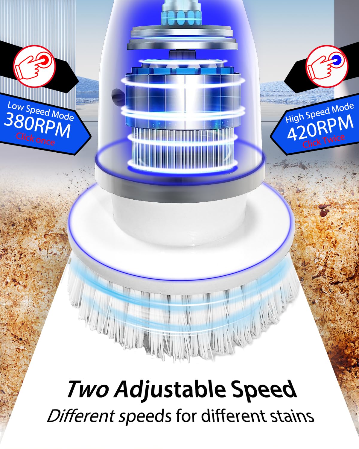 UBeesize Electric Spin Scrubber,Cordless Cleaning Brush,Rotatable Shower Scrubber with 8 Replaceable Heads,Adjustable Detachable Handle Bathroom Scrubber for Bathtub,Tile,Floor and Car Cleaning