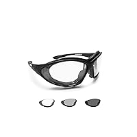 Bertoni Motorcycle Goggles Photochromic Lens Interchangeable Arms Strap mod.333 Motorbike Sunsensor Riding Padded Glasses