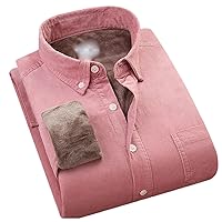 Winter Warm Bottoming Shirt Men Corduroy Shirt Thick Fleece Lining Thermal Shirt