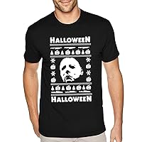 Men's Halloween Christmas Xmas Horror Crewneck Short Sleeve T-Shirt