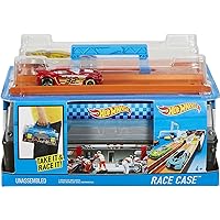 Hot Wheels Race Case Track Set with 2 Hot Wheels Cars, Dual Launcher for Side-By-Side Racing, Storage Container, Toy for Kids 4 Years Old & Up