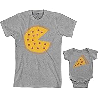 Threadrock Pizza Pie & Slice Infant Bodysuit & Men's T-Shirt Matching Set (Baby: 12M, Sport Gray|Men's: XL, Sport Gray)