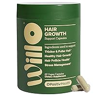 O Positiv Willo Hair Growth Support for Women - Supports Thicker Fuller Hair - Hair Vitamins for Hair Loss & Thinning Hair - Clinically-Studied Lustriva®, Saw Palmetto, Holy Basil - 30 Servings
