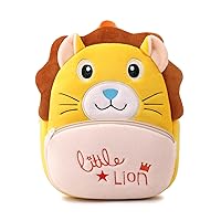 Toddler Backpack for Boys and Girls, Cute Soft Plush Animal Cartoon Mini Backpack Little For Kids 2-6 Years (Lion-H)