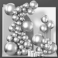 PartyWoo Metallic Silver Balloons, 140 pcs Silver Metallic Balloons Different Sizes Pack of 18 Inch 12 Inch 10 Inch 5 Inch Silver Balloons for Balloon Garland Arch as Party Decorations, Silver-G102