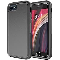 Diverbox Designed for iPhone SE case with Screen Protector Heavy Duty Shockproof Shock-Resistant Cases for Apple iPhone se Phone 2022/2020 Release - Black