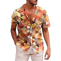 Mens Hawaiian Flower Shirts Short Sleeve Botton Down T Shirts Summer Casual Tropical Holiday Beach Stylish Shirts
