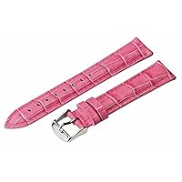 Clockwork Synergy - 2 Piece Ss Leather Classic Croco Grain Interchangeable Replacement Watch Band Strap 22mm - Pink - Men Women