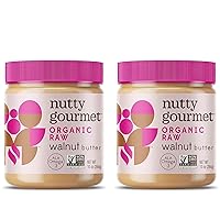 Nutty Gourmet Organic Walnut Butter - Raw Nut Butter - No Added Sugar - Unsalted - All Natural - Peanut Free - Vegan - California Grown Walnuts - Keto Snack - Gluten Free (10oz, 2 Pack)