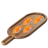Tablecraft Oblong Wood Serving Tray, Wooden Platter for Appetizer, Cheese Board, Charcuterie and Party Decor, Rustic Acacia Finish, Commercial Foodservice Restaurant Use, 8.5 Wide, 20