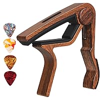 Capo Guitar Capo with Pick Holder for Acoustic and Electric Guitar, Ukelele, Bass, Banjo with Guitar Picks (rose wood)