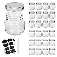 Accguan Mason Jars, glass jar 8OZ With Regular Lids and Bands(Silver), Ideal for Jam,Honey,Wedding Favors,Shower Favors, 24 PACK