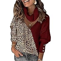 Andongnywell Womens Contrast Long Sleeve Loose Knit scarf hollow knit sweater Sweaters Pullover Sweatshirts