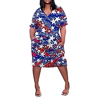 Fourth of July Outfit Women, Summer Dresses for 2024 Business Casual Outfits Girls 4Th Womens Plus Dress, L, 5XL