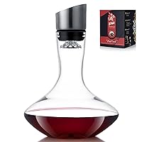 Wine Decanter,Red Wine Carafe,Decanter with Built-in Aerator Pourer, 100% Hand Blown Lead-free Crystal Glass with Stainless Steel Pourer Lid, Filter, Wine Gifts for Men