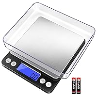 Fuzion Digital Kitchen Scale 3000g/ 0.1g, Pocket Food Scale 6 Units Conversion, Gram Scale with 2 Trays, LCD, Tare Function, Reptile Scale, Herb Scale(Battery Included)