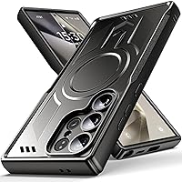 for S24 Ultra Case | Shockproof Full Camera Protection | Rugged Drop Protection | No.1 Strong Magnetic | Heat Dissipation Design | Metallic Texture Samsung Galaxy S24 Ultra Case,Black