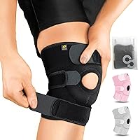 Adjustable Compression Knee Patellar Pad Tendon Support Sleeve Brace for Men Women - Arthritis Pain, Injury Recovery, Running, Workout, KS10 (Black)