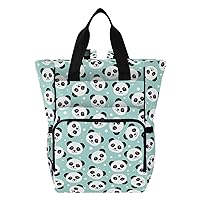 Panda Teal Diaper Bag Backpack for Baby Girl Boy Large Capacity Baby Changing Totes with Three Pockets Multifunction Baby Bag for Shopping Travelling
