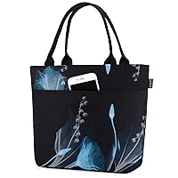 Aosbos Large Lunch Bags for Adult Lunch Box for Women Insulated LunchBox Soft Cooler Tote Bag Food Organizer Holder Lunchbag Black Dream Flower