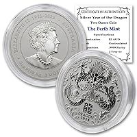 2024 P 2 oz Silver Australian Lunar Series III Year of the Dragon Coin (in Capsule) Brilliant Uncirculated $2 Seller BU