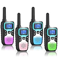 Wishouse Walkie Talkies for Kids Long Range,Xmas Birthday Gift for 4 5 6 7 8 9 10 Year Old Boys Girls,Camping Gear Games Cool Toys with NOAA,SOS,Lamp,Lanyard,Easy to Use,4 Pack (No Battery No Charger)