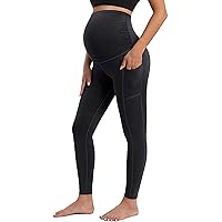 IUGA Maternity Leggings Over The Belly Buttery Soft Maternity Yoga Pants with Pockets Pregnancy Leggings for Women Activewear