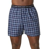 Hanes Men's Red Label Exposed Elastic Waistband Boxer 2-Pack 2-Pack, Assorted Plaid, M