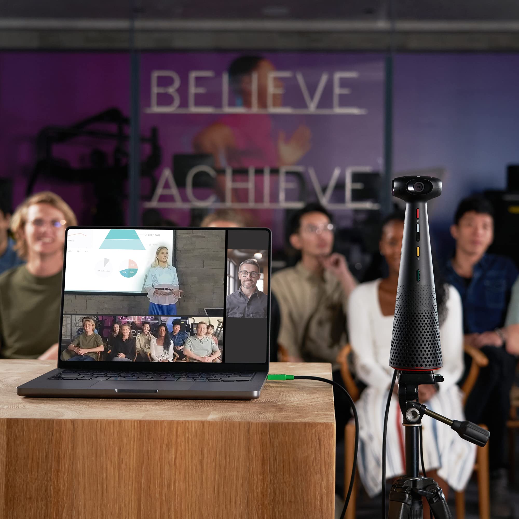 IPEVO Totem 360 Immersive Conference Camera + Speakerphone, for Conferencing, Video Calls, Online Meetings, Hybrid Work, Meeting Rooms, and Lectures