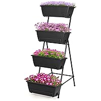 Tuenort Vertical Raised Garden Bed 4 Tiers Planter Box Freestanding Garden Planter with 4 Container Boxes for Growing Vegetables Herbs Flowers on Patio Balcony Black
