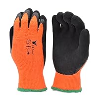 G & F 1528M GripMaster Cold Weather Outdoor Work Gloves, Winter Driving Gloves, Micro-Foam Latex Double Coated, heavy Duty, Medium, 1 Pair,Black/Orange