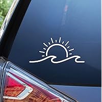 Sunset Graphics & Decals Sun and Wave Decal Vinyl Car Sticker | Cars Trucks Vans Walls Laptop | White | 7 inches | SGD000243