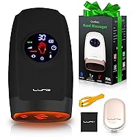 Lunix LX7 Touchscreen Electric Hand Massager with Compression, Pressure Point Therapy for Arthritis, Pain Relief and Carpal Tunnel, Shiatsu Massage Machine with Heat, with Hand Warmer, Black