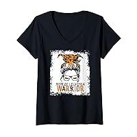 Womens leukemia Awareness, funny design mom of leukemia warrior . V-Neck T-Shirt